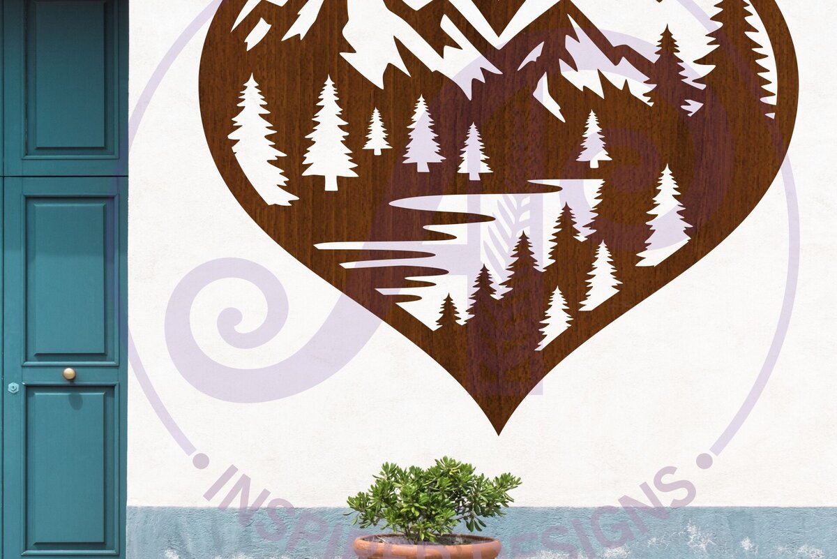 Σετ των 2 Intra απο ξύλο plywood 3mm-4mm πάχος - Πινακίδα τοίχου Forest Heart,  Laser Cut Δίασταση 20x20 cm INTRAFABR-124954559
