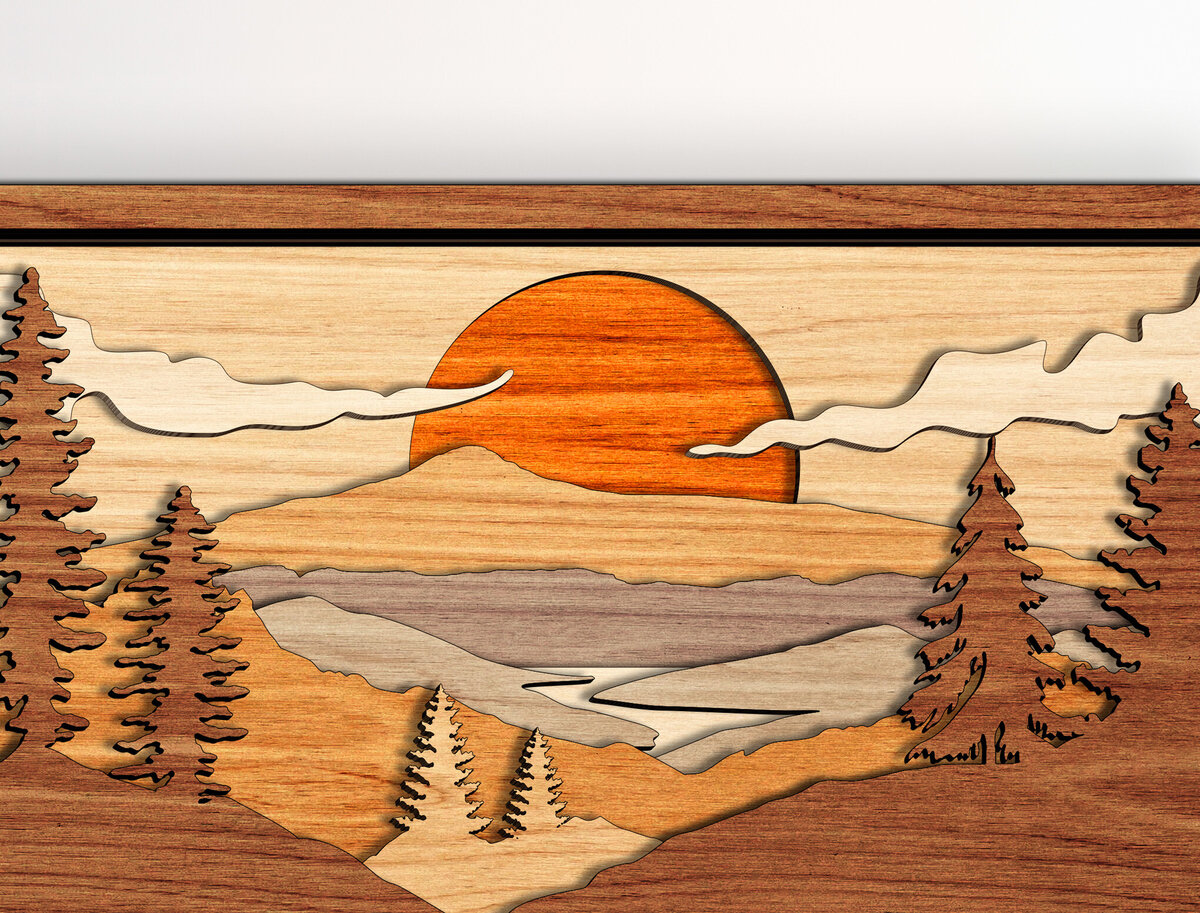 Σετ των 2 Intra απο ξύλο plywood 3mm-4mm πάχος -  με λέιζερ Forest Scene  Δίασταση 20x20 cm INTRAFABR-110501995