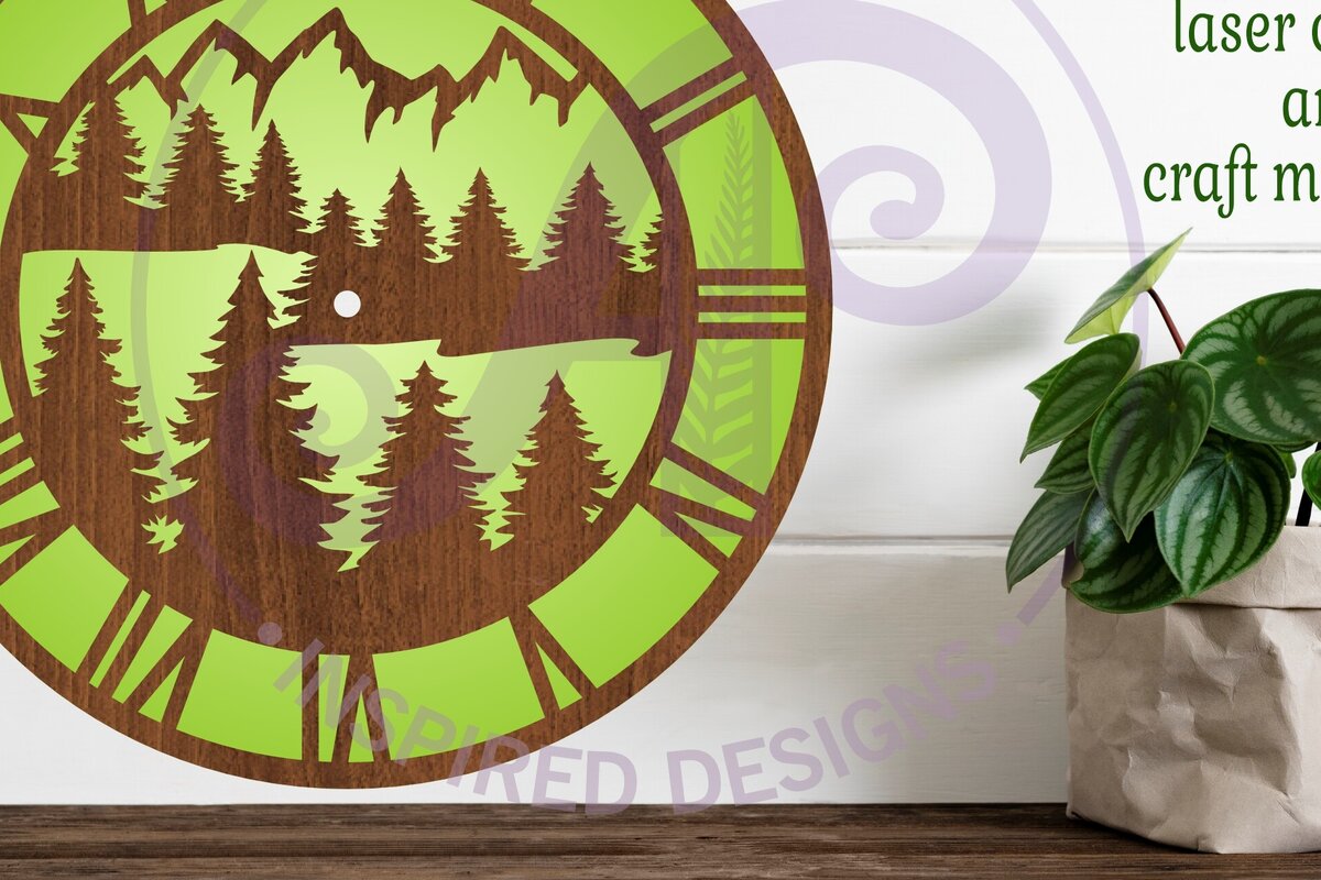 Intra απο ξύλο plywood 3mm-4mm πάχος -  με λέιζερ Forest Wall Clock,  Δίασταση 30x20 cm INTRAFABR-94788983