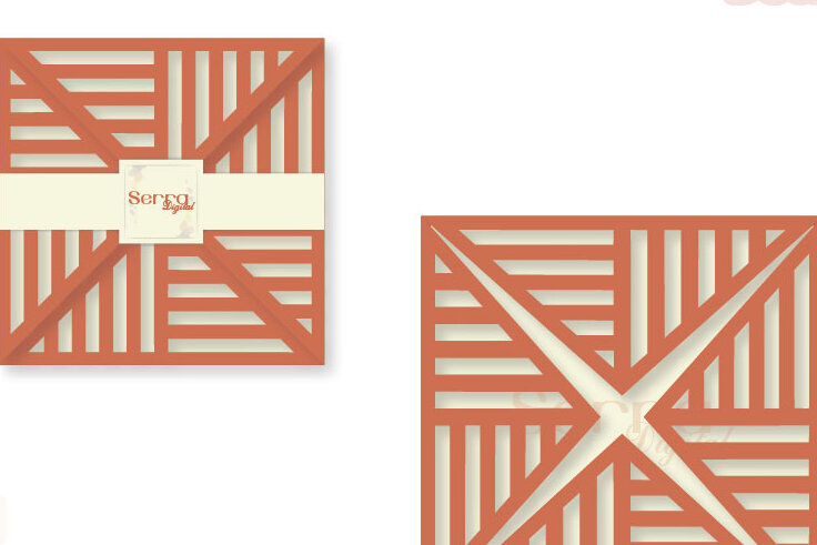 Σετ των 2 Intra απο ξύλο plywood 3mm-4mm πάχος - Τετραπλό πρόσκληση γεωμετρικής κάρτας Δίασταση 20x20 cm INTRAFABR-4043578