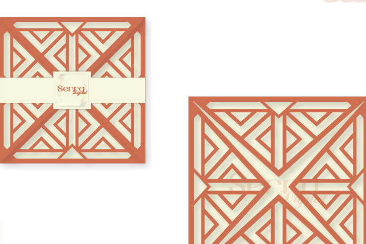 Σετ των 2 Intra απο ξύλο plywood 3mm-4mm πάχος - Τετραπλό πρόσκληση γεωμετρικής κάρτας Δίασταση 20x20 cm INTRAFABR-4043582