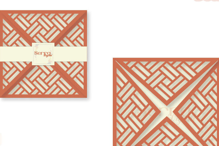 Σετ των 2 Intra απο ξύλο plywood 3mm-4mm πάχος - Τετραπλό πρόσκληση γεωμετρικής κάρτας Δίασταση 20x20 cm INTRAFABR-4043563