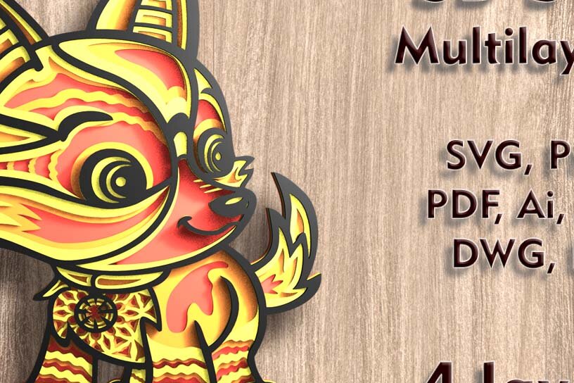 Σετ των 3 Intra απο ξύλο plywood 3mm-4mm πάχος -  λέιζερ πολλαπλών επιπέδων Fox 3D  Δίασταση 8x7 cm INTRAFABR-109489481