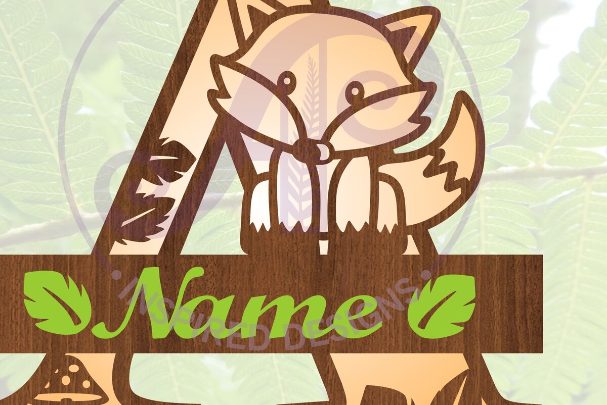 Intra απο ξύλο plywood 3mm-4mm πάχος - Fox Monogram Letter a  Cut File Δίασταση 30x20 cm INTRAFABR-69923534