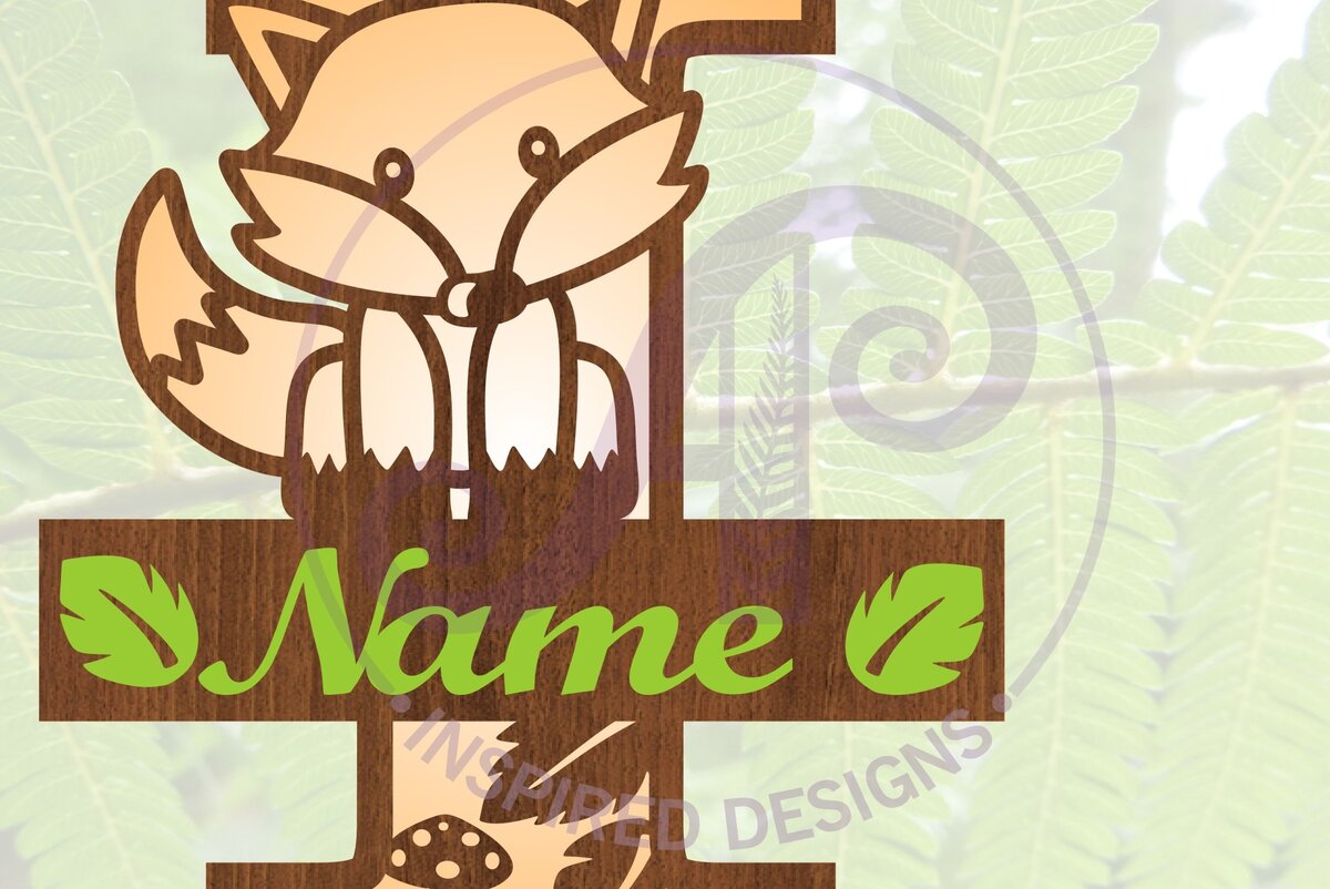 Intra απο ξύλο plywood 3mm-4mm πάχος - Fox Monogram Letter I  Cut  Δίασταση 30x20 cm INTRAFABR-69923734