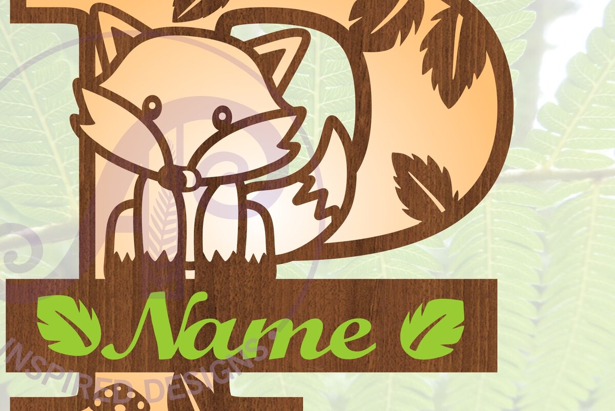 Intra απο ξύλο plywood 3mm-4mm πάχος - Fox Monogram Letter P  Cut File Δίασταση 30x20 cm INTRAFABR-69923935