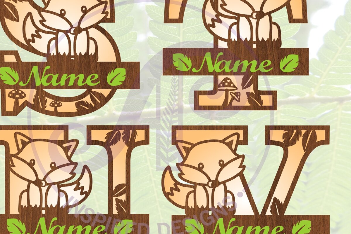 Intra απο ξύλο plywood 3mm-4mm πάχος - Πακέτο  σετ γραμμάτων Fox Monogram Δίασταση 30x20 cm INTRAFABR-69918962