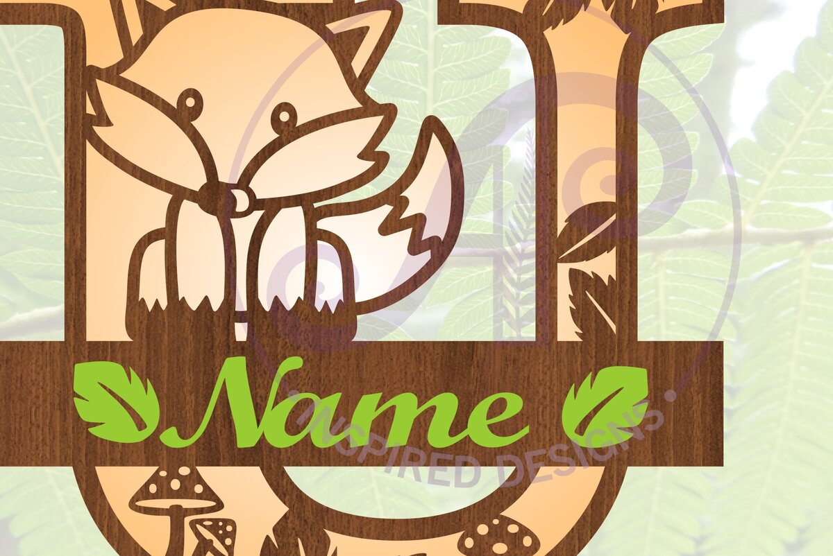 Intra απο ξύλο plywood 3mm-4mm πάχος -  αποκοπής μονογράμματος Fox Letter U  Δίασταση 30x20 cm INTRAFABR-69924025