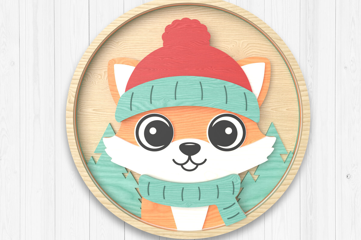 Σετ των 3 Intra απο ξύλο plywood 3mm-4mm πάχος - FOX Χειμερινό στολίδι με λέιζερ Δίασταση 6x6 cm INTRAFABR-106511619