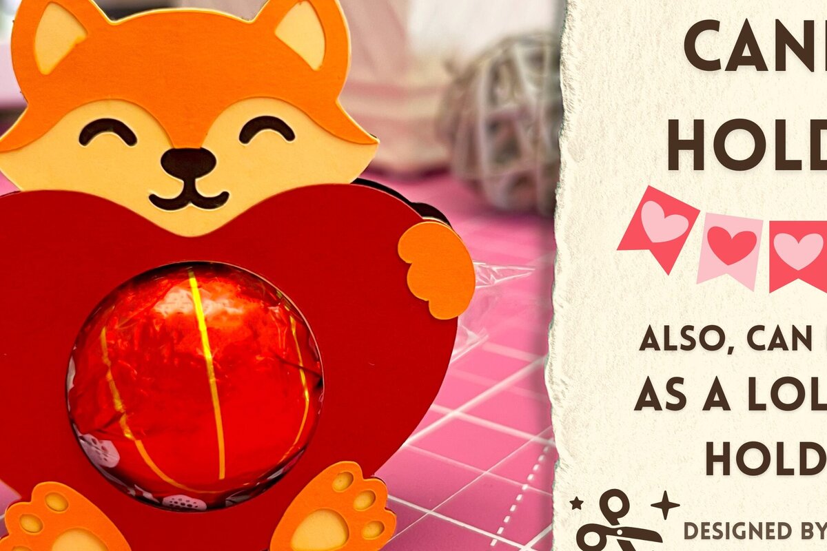 Σετ των 2 Intra απο ξύλο plywood 3mm-4mm πάχος - Fox with Heart Candy Holder  Δίασταση 20x20 cm INTRAFABR-90766923