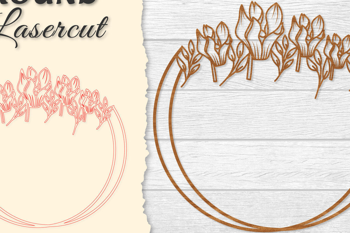 Σετ των 3 Intra απο ξύλο plywood 3mm-4mm πάχος - Πλαίσιο Flower Στρογγυλό Lasercut Δίασταση 20x20 cm INTRAFABR-122604744