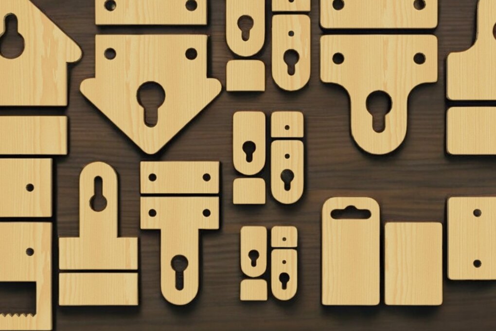 Σετ των 2 Intra απο ξύλο plywood 3mm-4mm πάχος - Γάντζοι κρεμάστρας κορνίζας - DIY Craft 077 Δίασταση 20x25 cm INTRAFABR-117798299