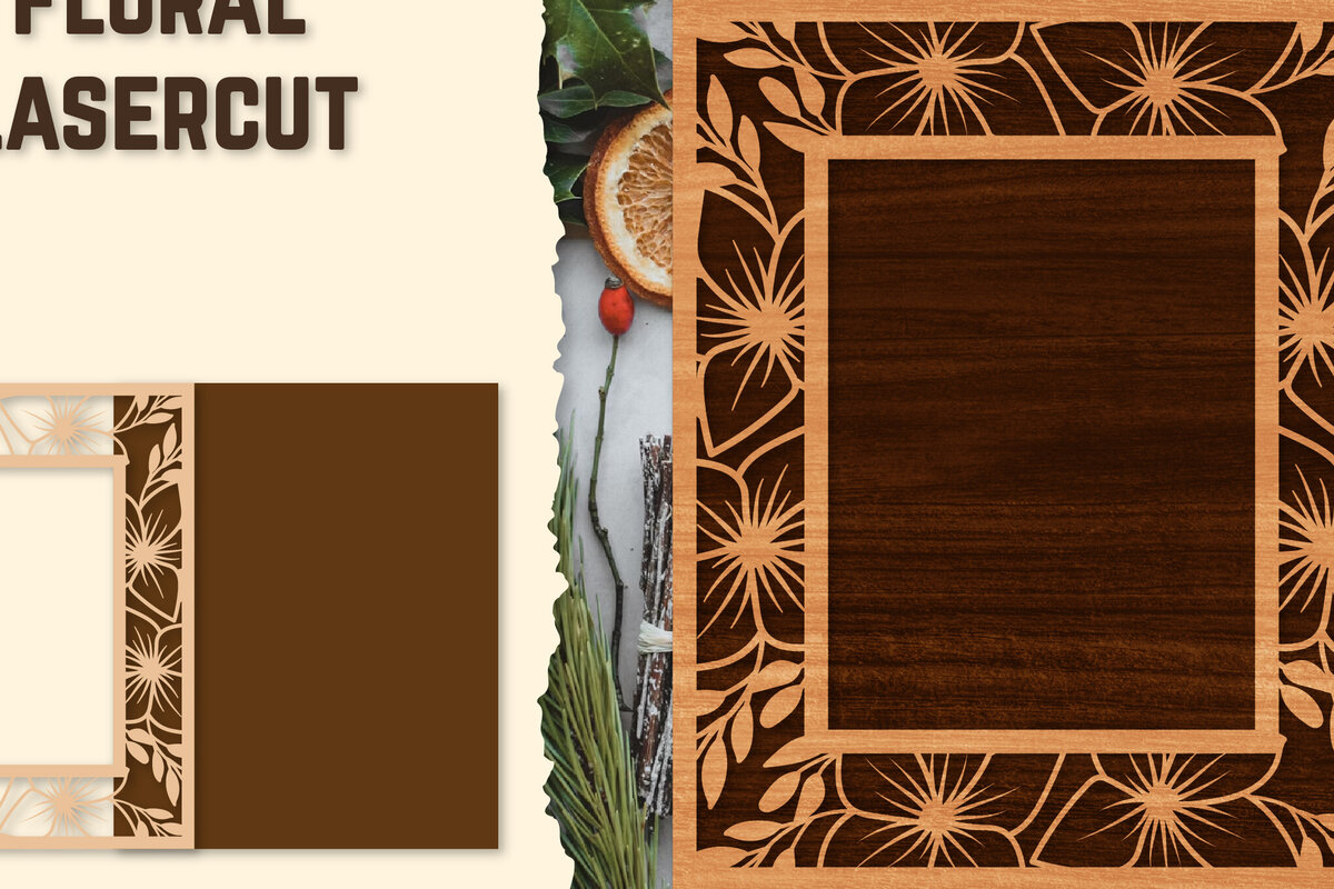 Σετ των 3 Intra απο ξύλο plywood 3mm-4mm πάχος - Κορνίζα Photo Floral Lasercut Δίασταση 20x25 cm INTRAFABR-123558410