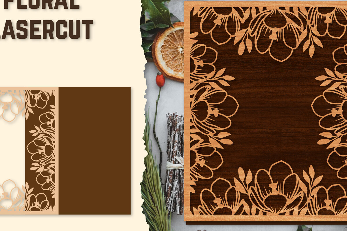 Σετ των 3 Intra απο ξύλο plywood 3mm-4mm πάχος - Κορνίζα Photo Floral Lasercut Δίασταση 20x25 cm INTRAFABR-123554803