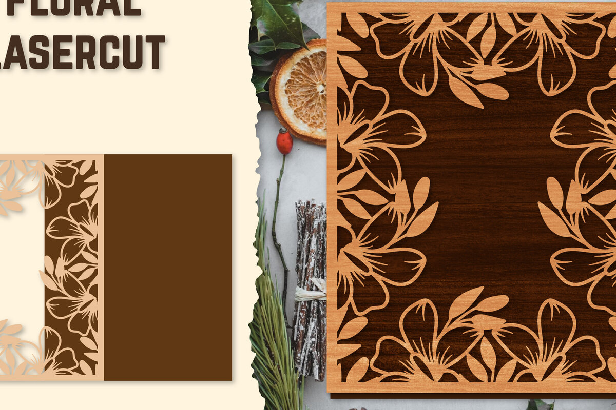 Σετ των 2 Intra απο ξύλο plywood 3mm-4mm πάχος - Κορνίζα Photo Floral Lasercut Δίασταση 20x25 cm INTRAFABR-123554825
