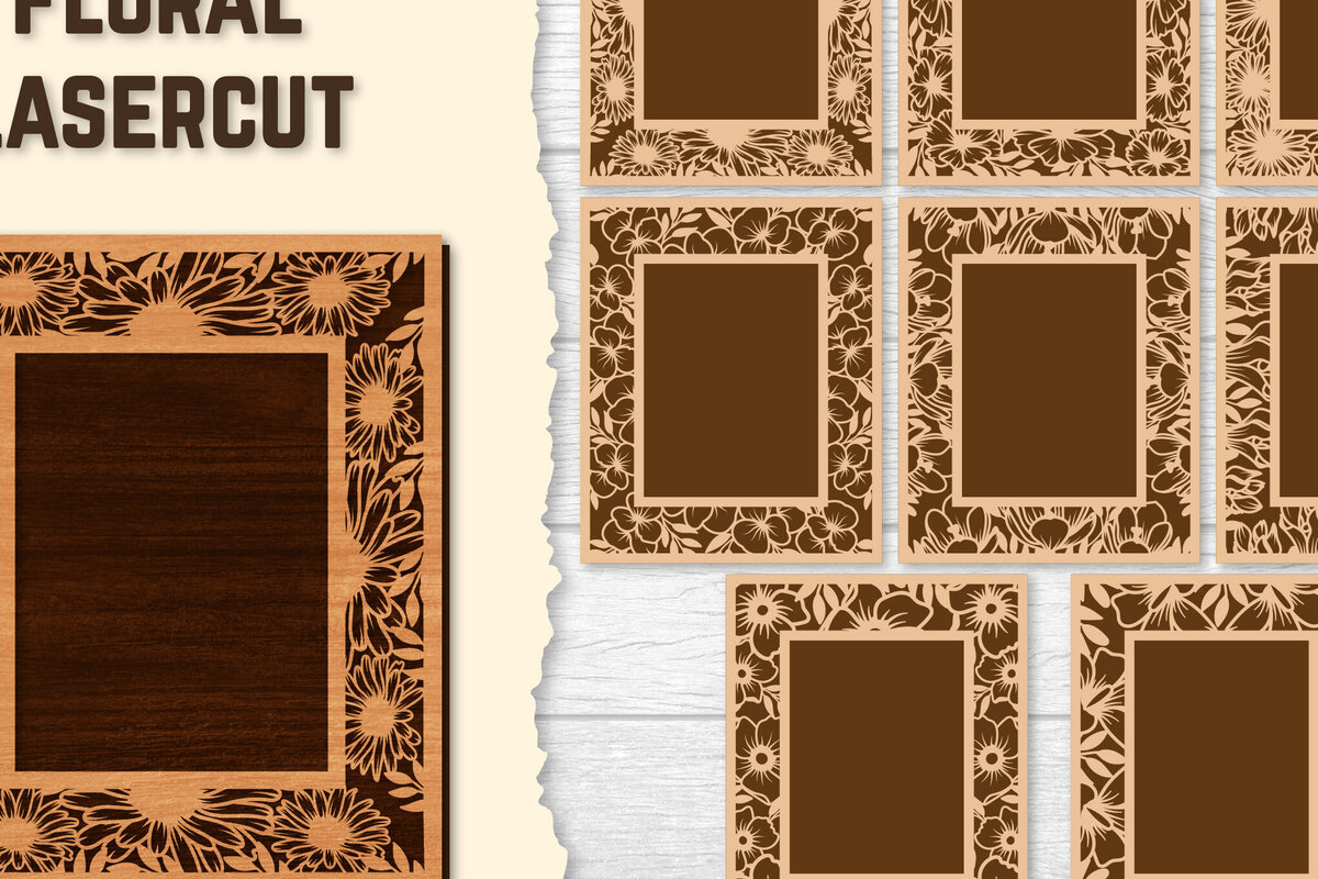 Σετ των 2 Intra απο ξύλο plywood 3mm-4mm πάχος - Πακέτα φωτογραφιών Floral Lasercut BNDLES Δίασταση 20x20 cm INTRAFABR-123558762