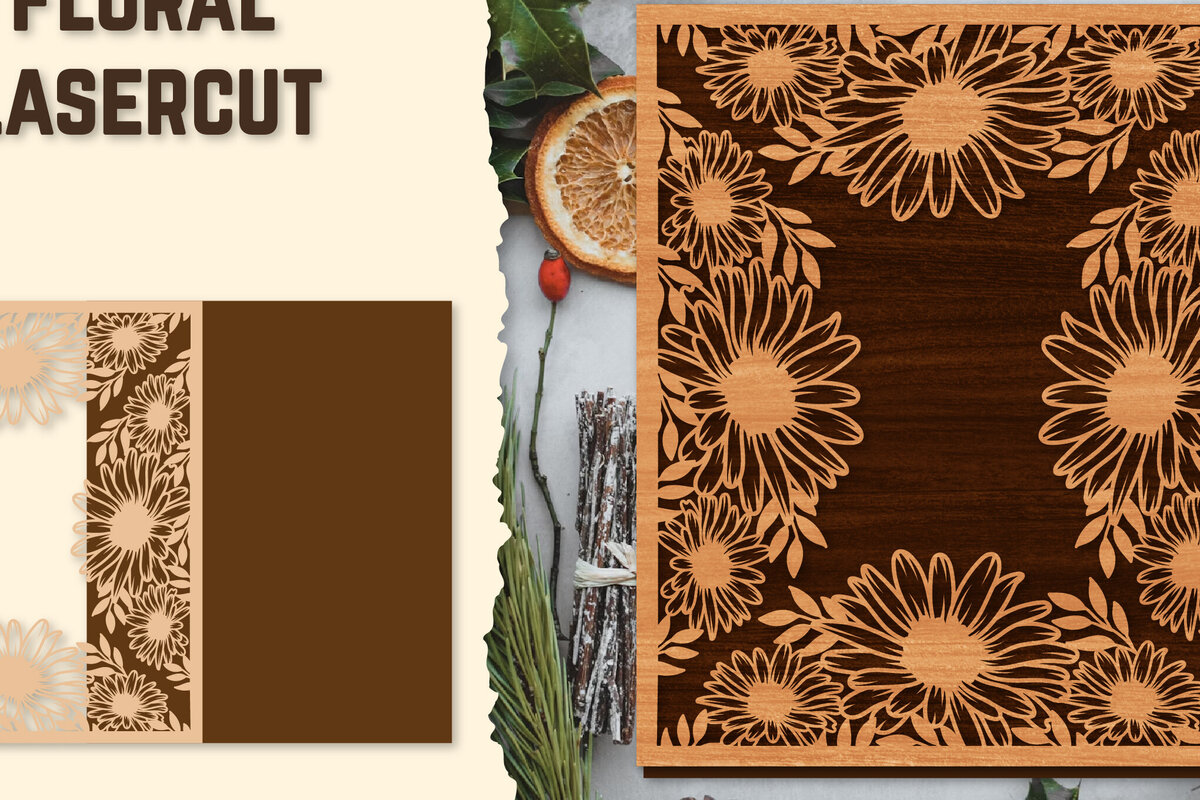 Intra απο ξύλο plywood 3mm-4mm πάχος - Κορνίζα Photo Floral Lasercut Δίασταση 20x25 cm INTRAFABR-123554788