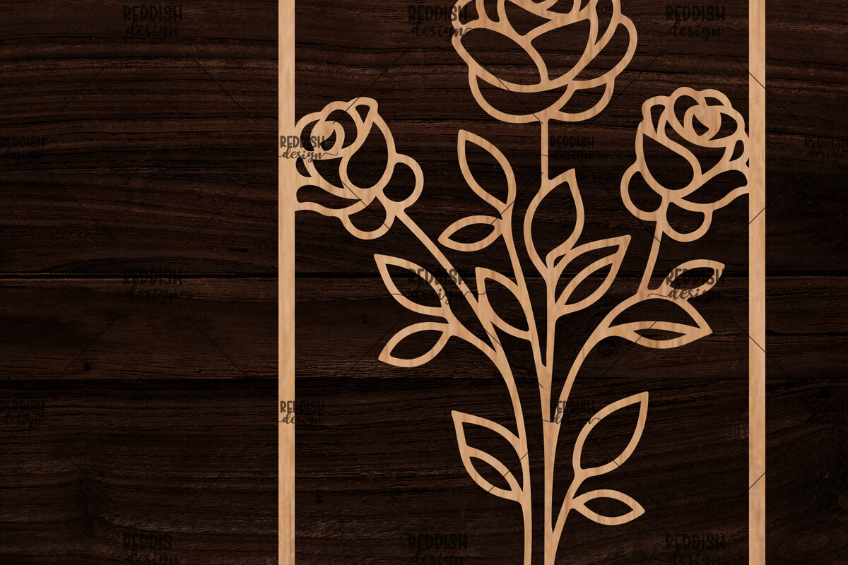 Σετ των 2 Intra απο ξύλο plywood 3mm-4mm πάχος - Κορνίζα με λουλούδια  Δίασταση 20x25 cm INTRAFABR-118478090