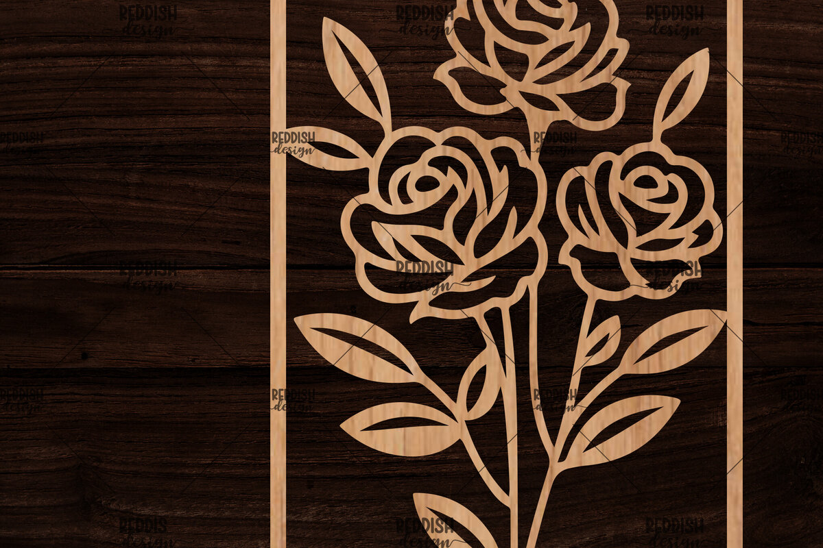 Σετ των 2 Intra απο ξύλο plywood 3mm-4mm πάχος - Κορνίζα με λουλούδια  Δίασταση 20x25 cm INTRAFABR-118478105