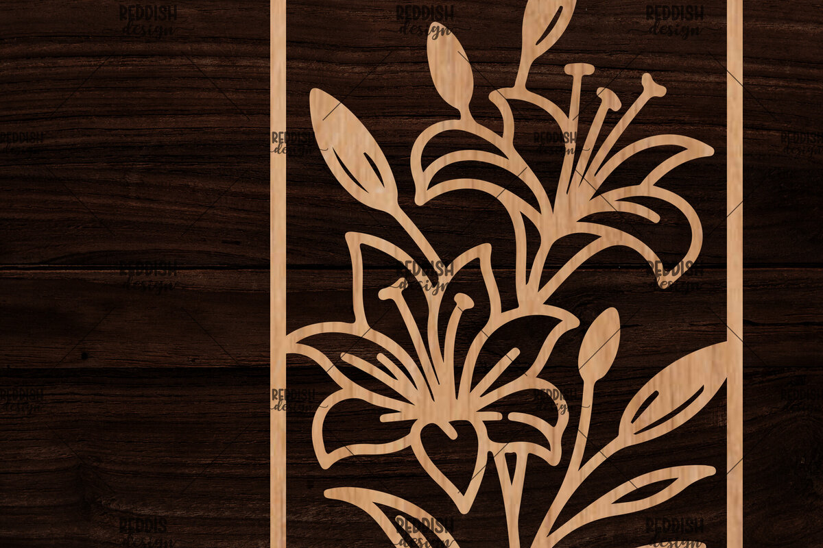 Σετ των 2 Intra απο ξύλο plywood 3mm-4mm πάχος - Κορνίζα με λουλούδια  Δίασταση 20x25 cm INTRAFABR-118478280