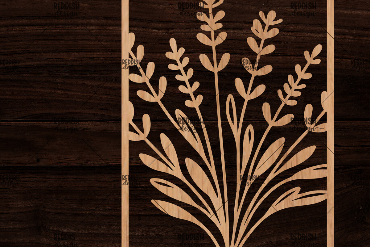 Σετ των 2 Intra απο ξύλο plywood 3mm-4mm πάχος - Κορνίζα με λουλούδια  Δίασταση 20x25 cm INTRAFABR-118478332