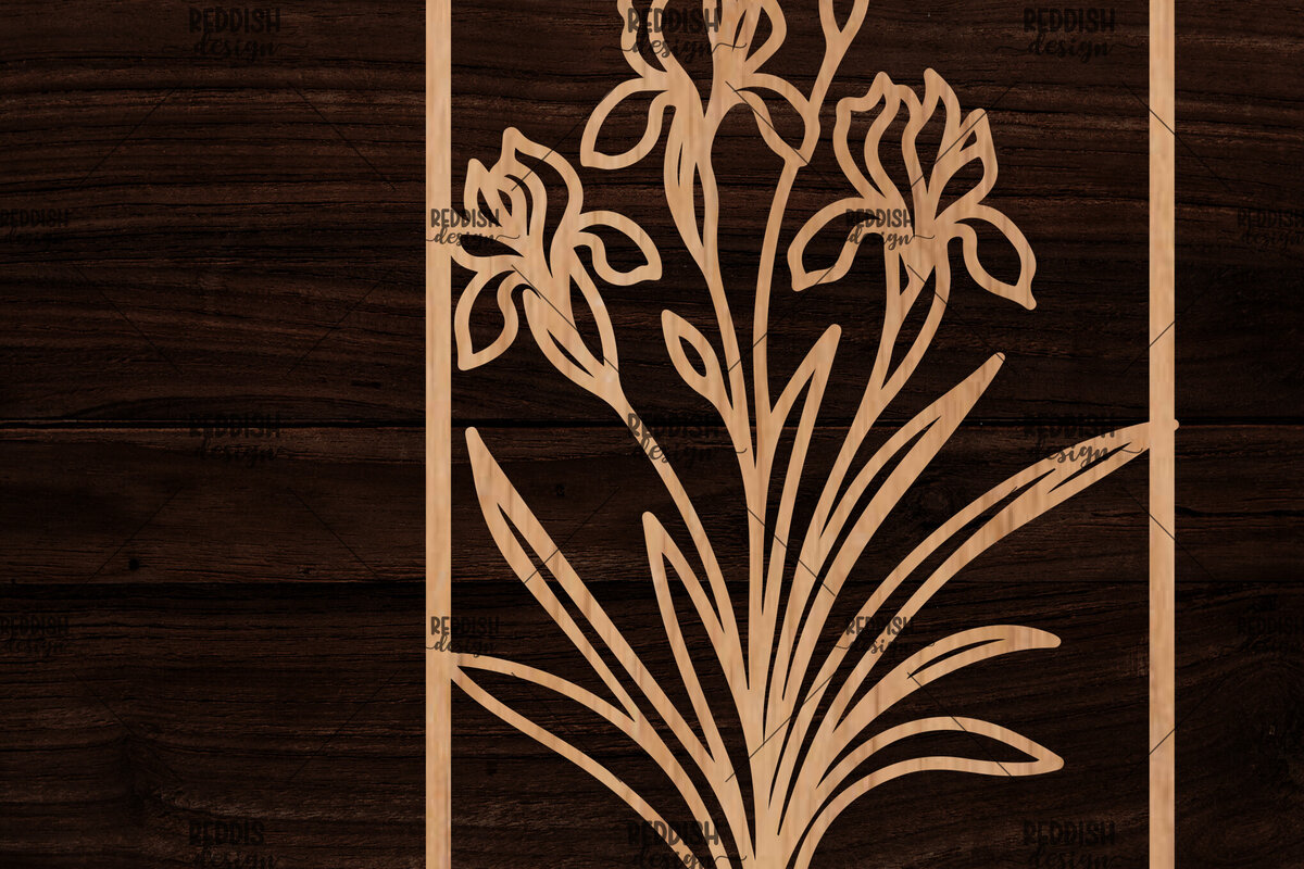 Σετ των 2 Intra απο ξύλο plywood 3mm-4mm πάχος - Κορνίζα με λουλούδια  Δίασταση 20x25 cm INTRAFABR-118478351