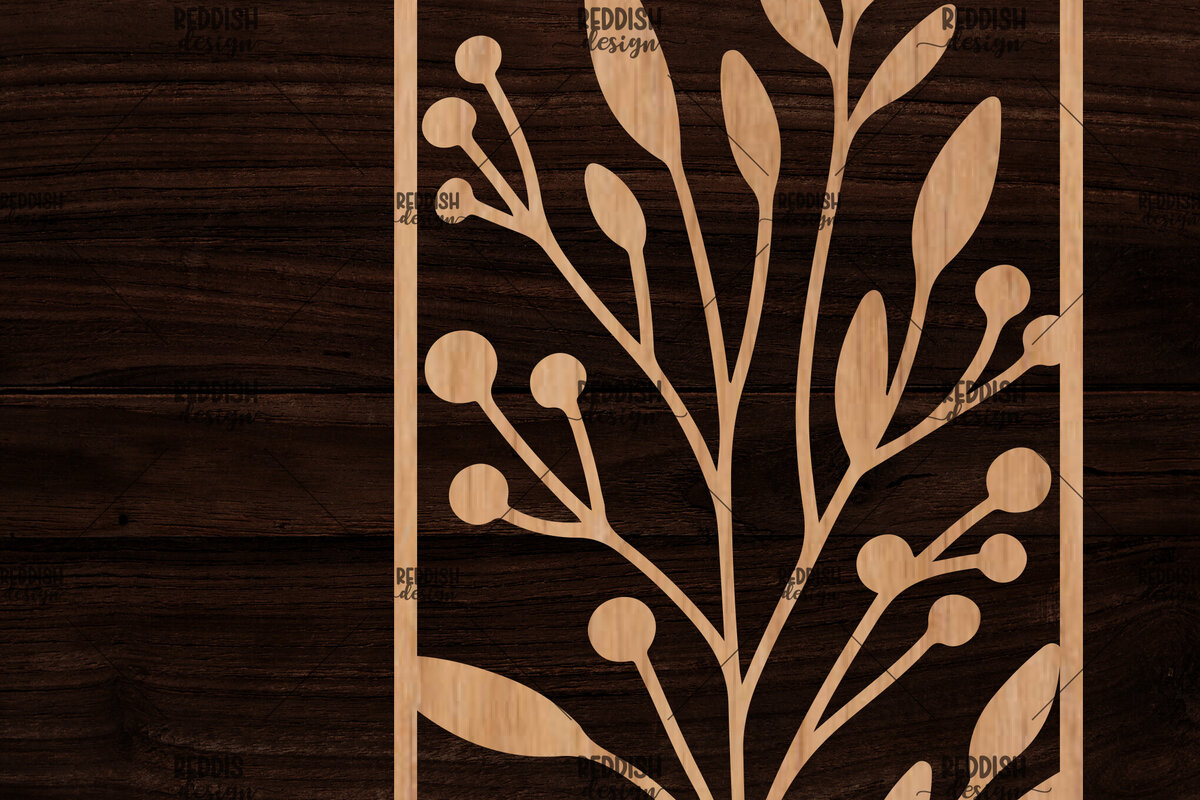 Σετ των 2 Intra απο ξύλο plywood 3mm-4mm πάχος - Κορνίζα με λουλούδια  Δίασταση 20x25 cm INTRAFABR-118478408