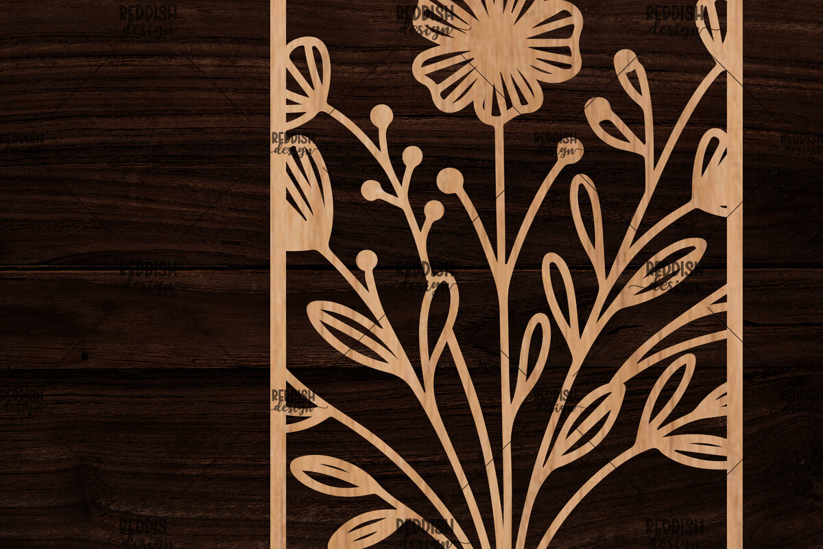 Σετ των 2 Intra απο ξύλο plywood 3mm-4mm πάχος - Κορνίζα με λουλούδια  Δίασταση 20x25 cm INTRAFABR-118478446