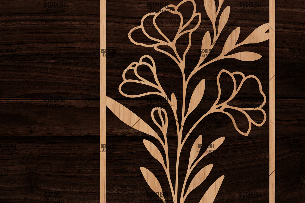 Σετ των 2 Intra απο ξύλο plywood 3mm-4mm πάχος - Κορνίζα με λουλούδια  Δίασταση 20x25 cm INTRAFABR-118478463