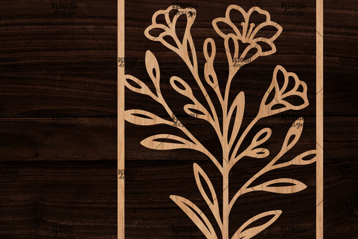 Σετ των 2 Intra απο ξύλο plywood 3mm-4mm πάχος - Κορνίζα με λουλούδια  Δίασταση 20x25 cm INTRAFABR-118478516