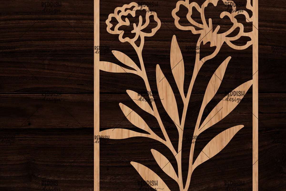 Intra απο ξύλο plywood 3mm-4mm πάχος - Κορνίζα με λουλούδια  Δίασταση 20x25 cm INTRAFABR-118478584