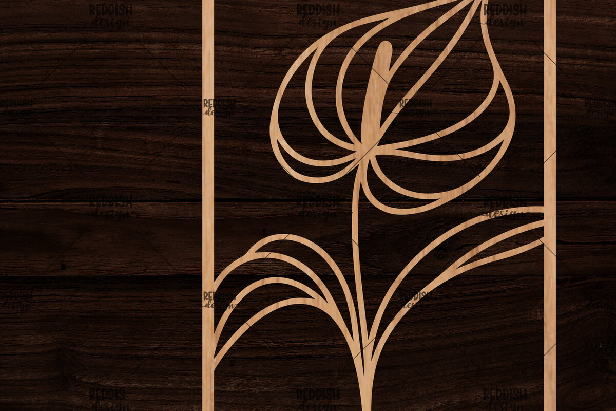 Σετ των 2 Intra απο ξύλο plywood 3mm-4mm πάχος - Κορνίζα με λουλούδια  Δίασταση 20x25 cm INTRAFABR-118478623