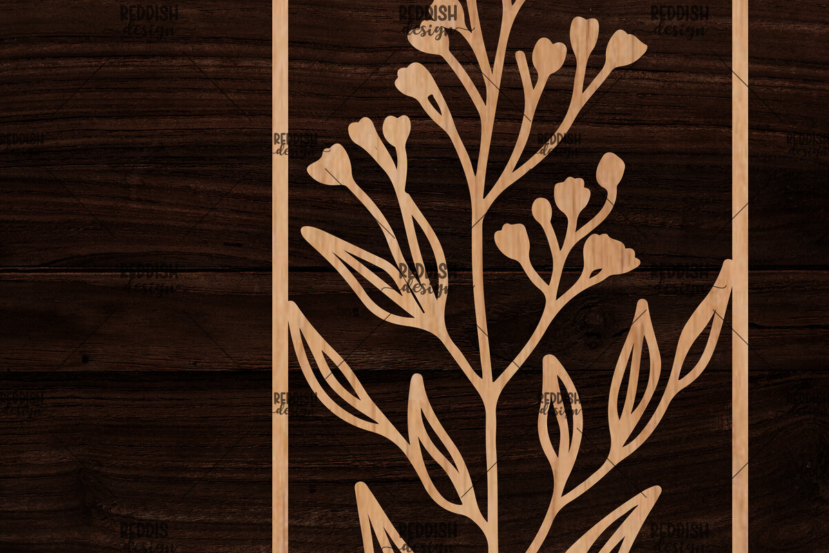 Σετ των 2 Intra απο ξύλο plywood 3mm-4mm πάχος - Κορνίζα με λουλούδια  Δίασταση 20x25 cm INTRAFABR-118478652