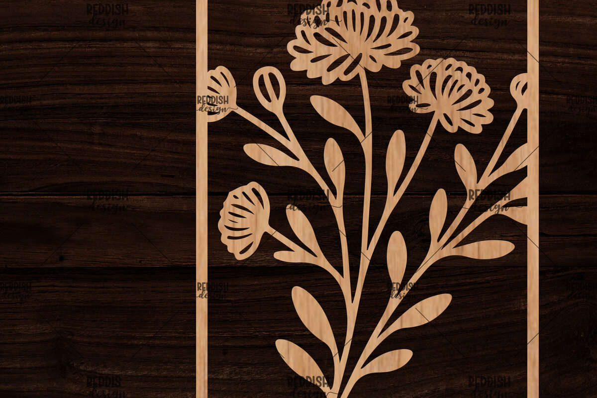 Σετ των 2 Intra απο ξύλο plywood 3mm-4mm πάχος - Κορνίζα με λουλούδια  Δίασταση 20x25 cm INTRAFABR-118478725