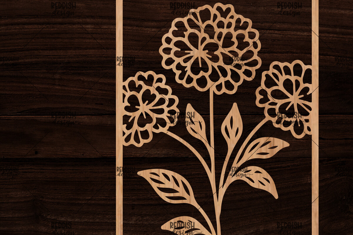 Σετ των 2 Intra απο ξύλο plywood 3mm-4mm πάχος - Κορνίζα με λουλούδια  Δίασταση 20x25 cm INTRAFABR-118477709