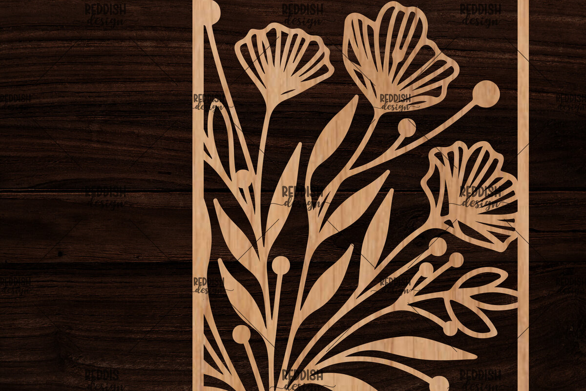 Σετ των 2 Intra απο ξύλο plywood 3mm-4mm πάχος - Κορνίζα με λουλούδια  Δίασταση 20x25 cm INTRAFABR-118477728