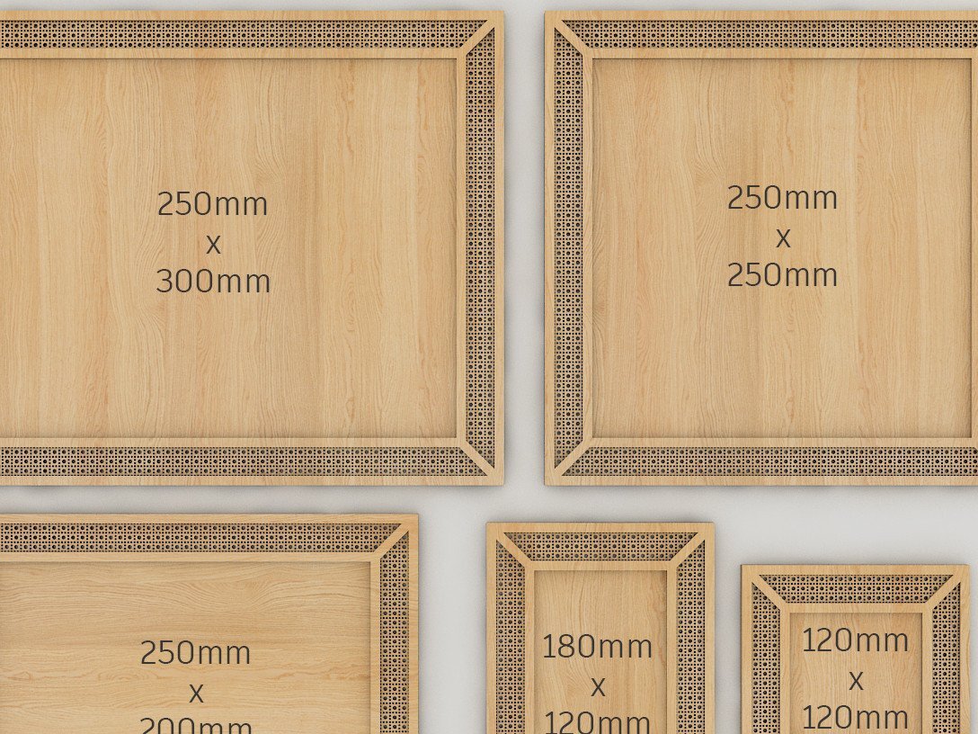 Intra απο ξύλο plywood 3mm-4mm πάχος - Κορνίζες με σχέδιο Boho με μοτίβο Rattan Δίασταση 30x20 cm INTRAFABR-41654213