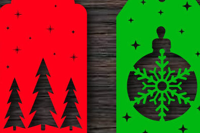 Σετ των 2 Intra απο ξύλο plywood 3mm-4mm πάχος - Δωρεάν Χριστουγεννιάτικη ετικέτα Δίασταση 15x15 cm INTRAFABR-74528877