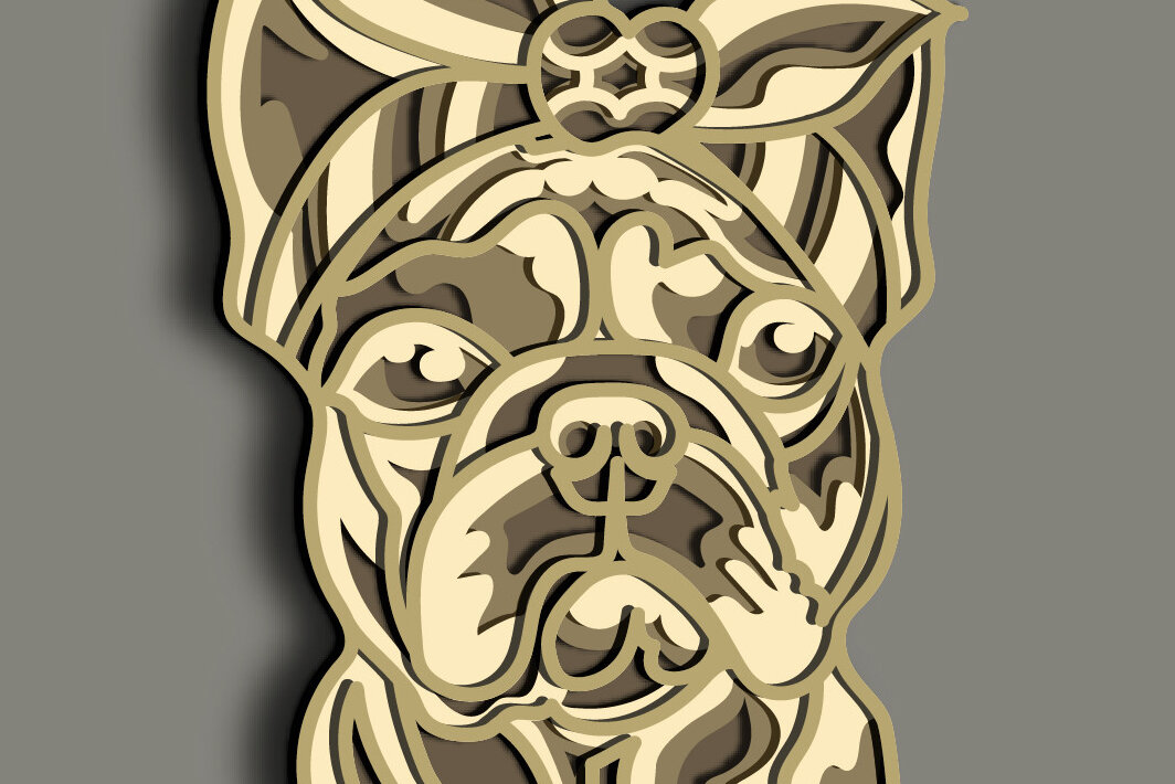 Intra απο ξύλο plywood 3mm-4mm πάχος - French Bulldog Multilayer /Vector Dog Δίασταση 30x20 cm INTRAFABR-66501339
