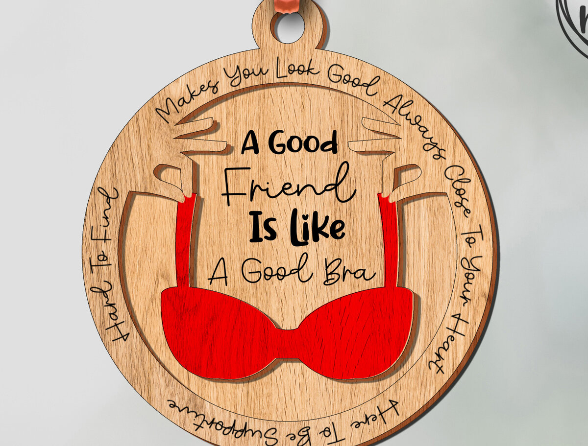 Σετ των 2 Intra απο ξύλο plywood 3mm-4mm πάχος - Friend Like a Bra Στολίδι  Δίασταση 12x20 cm INTRAFABR-81243726