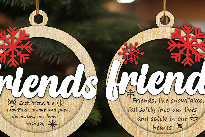 Σετ των 3 Intra απο ξύλο plywood 3mm-4mm πάχος - Friends Christmas Ornaments  Laser Δίασταση 6x6 cm INTRAFABR-119566757