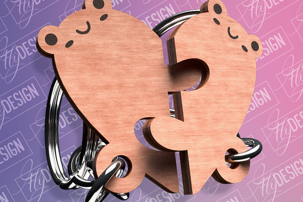 Σετ των 3 Intra απο ξύλο plywood 3mm-4mm πάχος - Σχέδιο κοπής με λέιζερ Μπρελόκ Ζευγάρι Βάτραχος Δίασταση 4x4 cm INTRAFABR-82391912