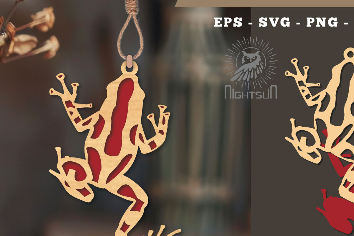 Σετ των 3 Intra απο ξύλο plywood 3mm-4mm πάχος - Στολίδι Frog Cut Laser  1 Δίασταση 6x6 cm INTRAFABR-112466663