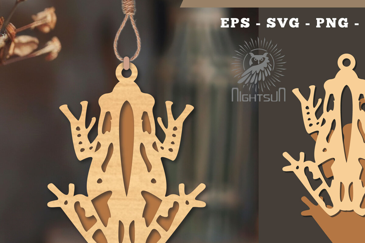 Σετ των 3 Intra απο ξύλο plywood 3mm-4mm πάχος - Στολίδι Frog Cut Laser  4 Δίασταση 6x6 cm INTRAFABR-112466746