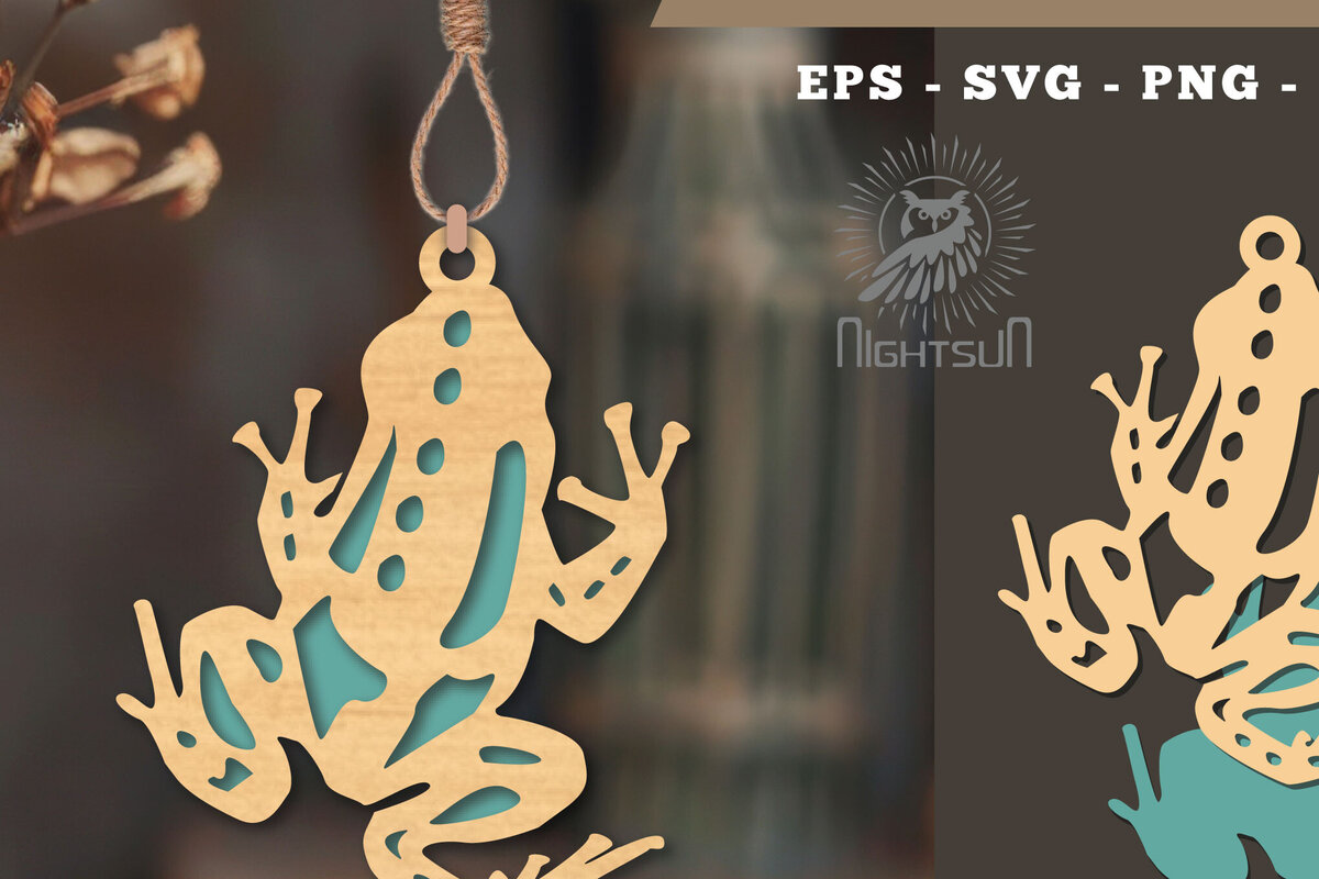 Σετ των 3 Intra απο ξύλο plywood 3mm-4mm πάχος - Στολίδι με  βάτραχος  5 Δίασταση 6x6 cm INTRAFABR-112466780