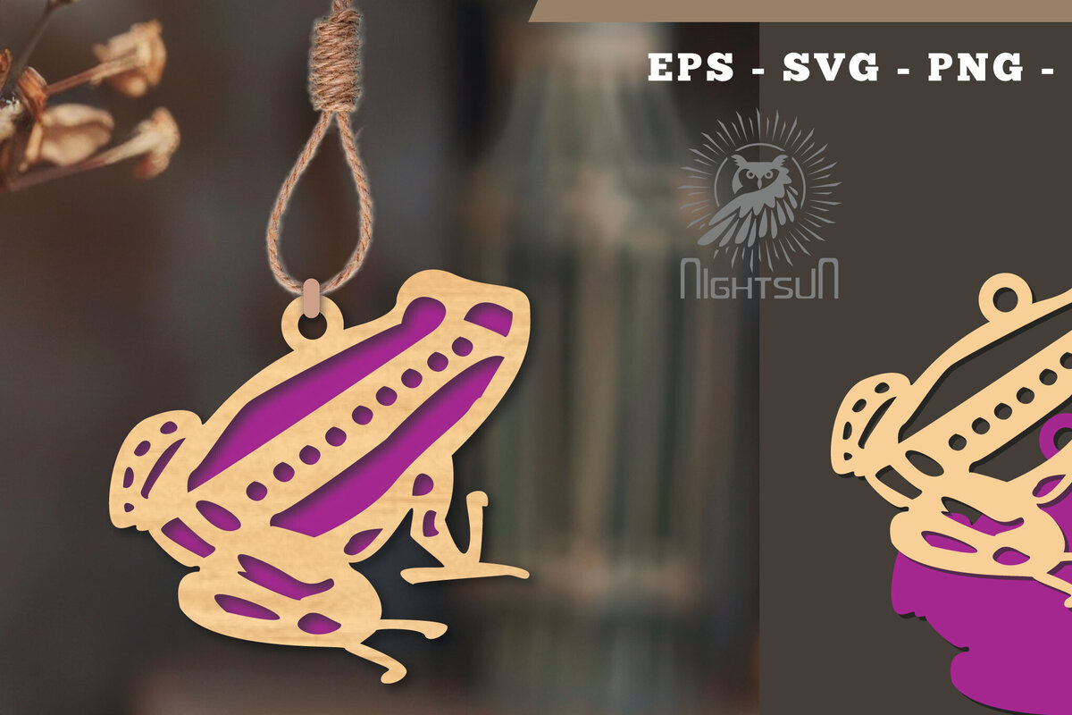 Σετ των 3 Intra απο ξύλο plywood 3mm-4mm πάχος - Στολίδι κοπής με λέιζερ βάτραχος  6 Δίασταση 6x6 cm INTRAFABR-112466814