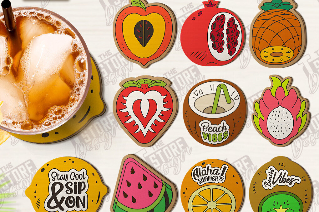 Intra απο ξύλο plywood 3mm-4mm πάχος - Πακέτο κοπής λέιζερ σουβέρ φρούτων | CNC Δίασταση 30x20 cm INTRAFABR-123354915