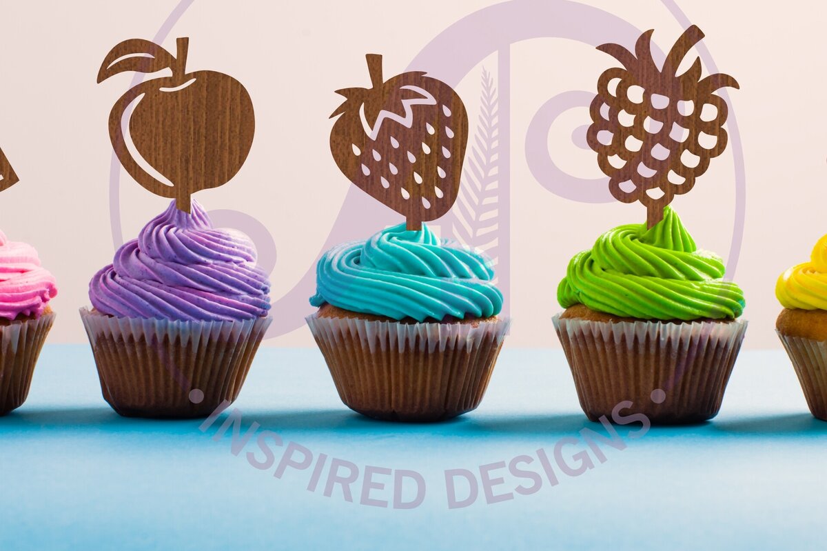 Intra απο ξύλο plywood 3mm-4mm πάχος - Toppers Fruit Cupcake, 8 designs  Δίασταση 30x20 cm INTRAFABR-94283912