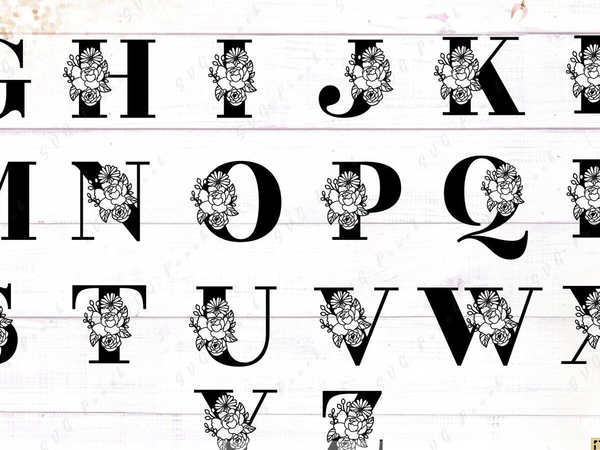 Intra απο ξύλο plywood 3mm-4mm πάχος - Πλήρες αλφάβητο Floral μονόγραμμα γράμματα Δίασταση 30x20 cm INTRAFABR-117734096