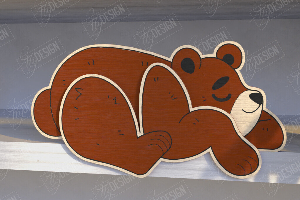 Σετ των 2 Intra απο ξύλο plywood 3mm-4mm πάχος - Funny Bear Shelf Sitters Laser Cut | CNC Δίασταση 20x20 cm INTRAFABR-123426812